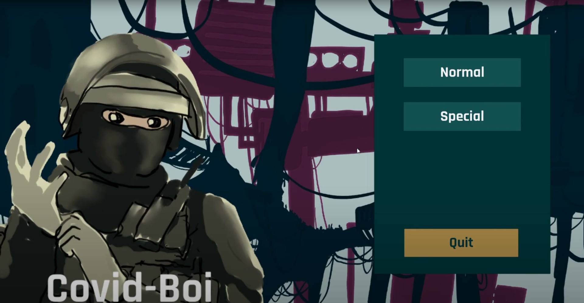 A soldier wearing his mask