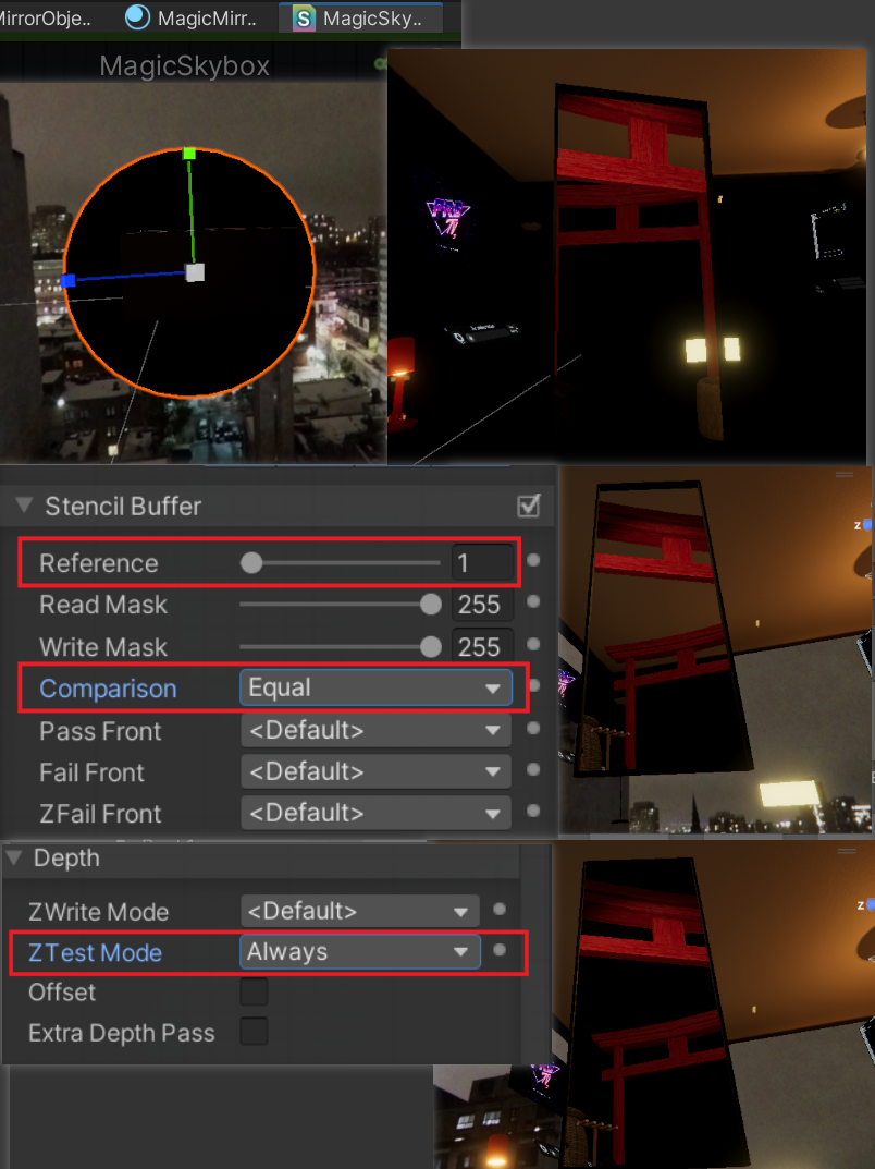 Japanese Shrine objects in the scene